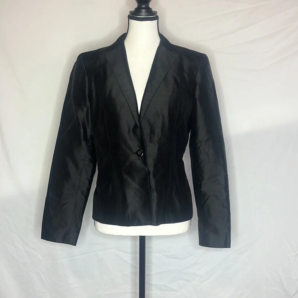OSCAR by Oscar de la Renta black silk blazer - Picture 4 of 7